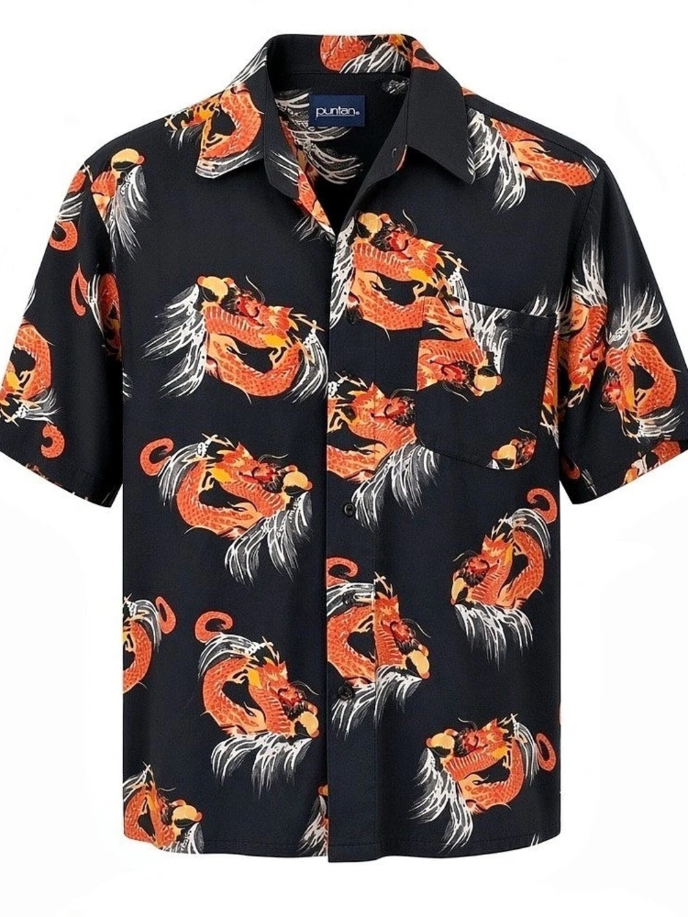 Vintage Puritan Dragon Print Rayon Shirt Size Small Like New